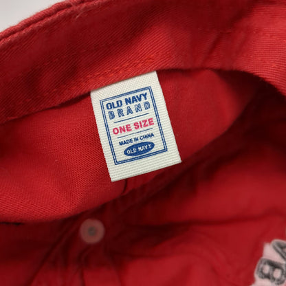 Old Navy Red Baseball Cap One Size Embroidered Crabbies Fishmarket Strapback Hat