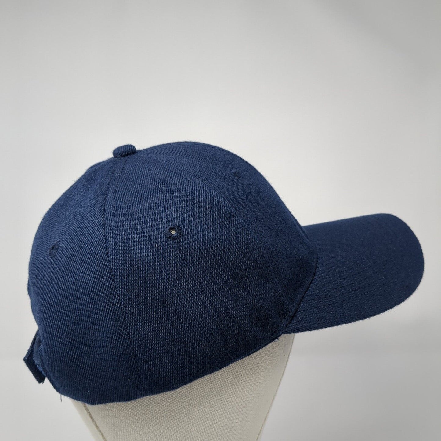 Unbranded Strapback Hat Blue One Size Adjustable Vented Holes 6 Panel Blank