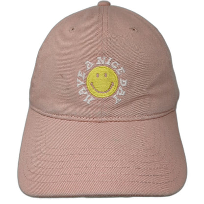 American Eagle Baseball Cap Pink One Size Smiley Face Have a Nice Day Cotton Hat
