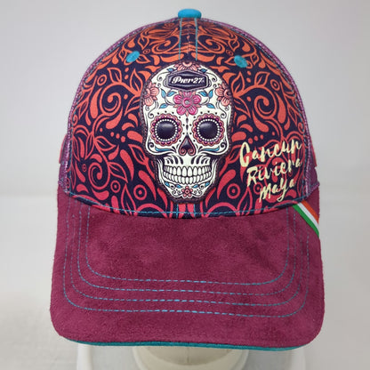 Pier 27 Baseball Cap Purple One Size Sugar Skull Cancun Riviera Maya Mexico Hat