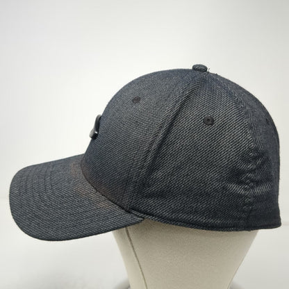 Oakley Baseball Cap Gray XL Flexfit Rubber Logo Denim Texture Curved Brim Hat