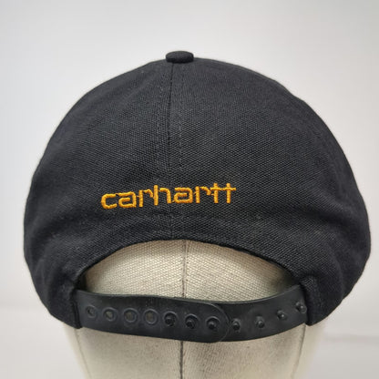 Carhartt Snapback Hat Black Made In USA Leather Patch Back Embroidery Vintage