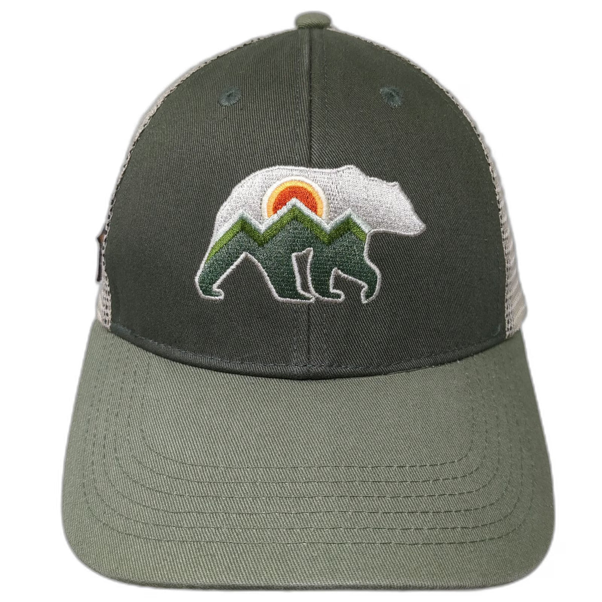 Locale Green Trucker Hat One Size Jackson Hole Wyoming Bear Mountain Logo