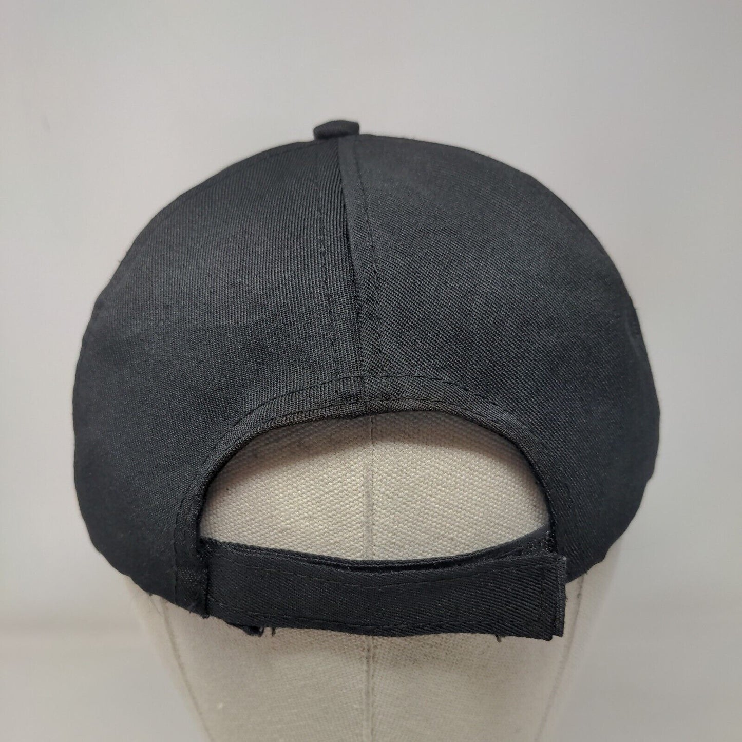 Unbranded Strapback Hat Black One Size Adjustable Solid Blank 6 Panel