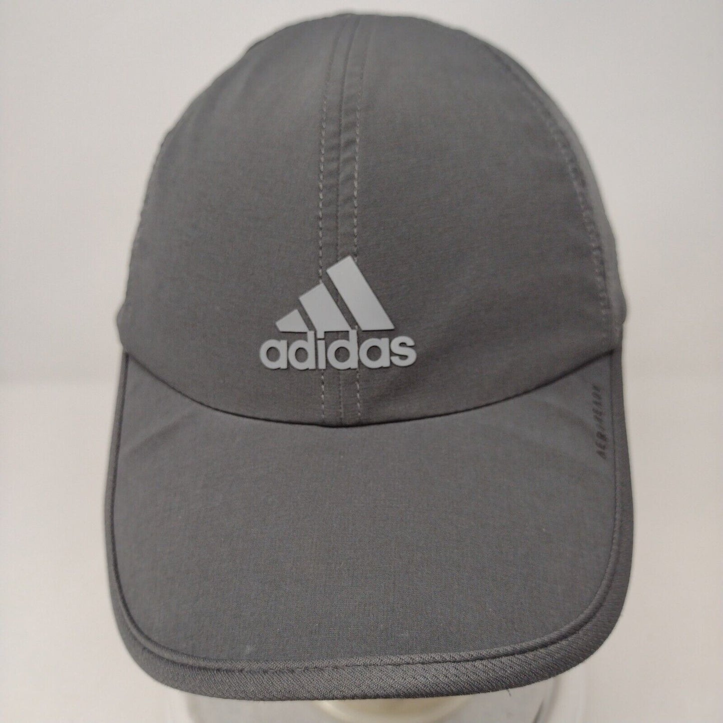 Adidas Aeroready Strapback Hat Gray OSFA Adjustable 3 Stripes Solid