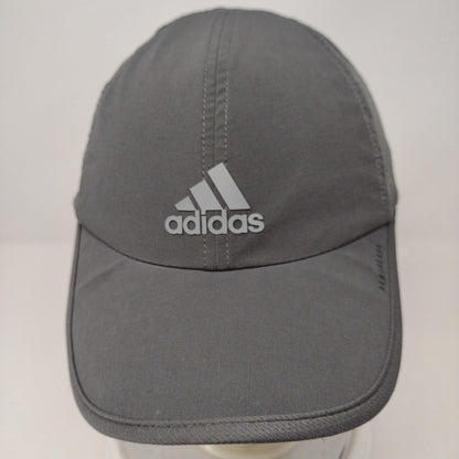 Adidas Aeroready Strapback Hat Gray OSFA Adjustable 3 Stripes Solid