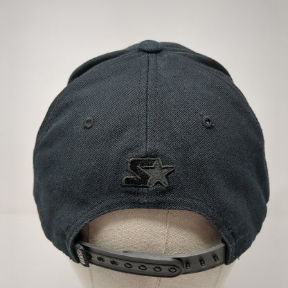 VANS Since 1996 Snapback Hat Black OS Adjustable Leather Patch 6 Panel Starter