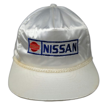Nissin 5 Panel Hat White One Size Nissan Embroidered Rope Polyester Slideback