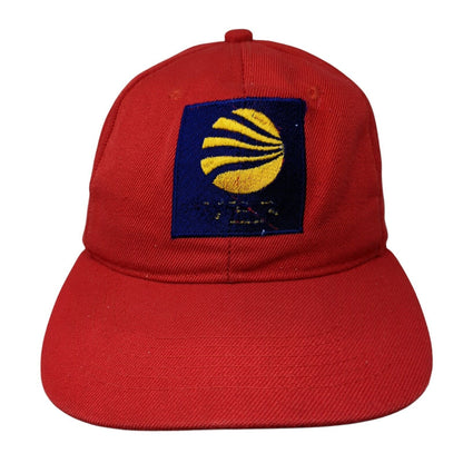 Unbranded Strapback Hat Red One Size Adjustable Embroidered Logo Solid