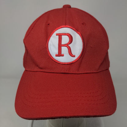 R Logo Strapback Hat Red One Size Embroidered Adjustable 6 Panel
