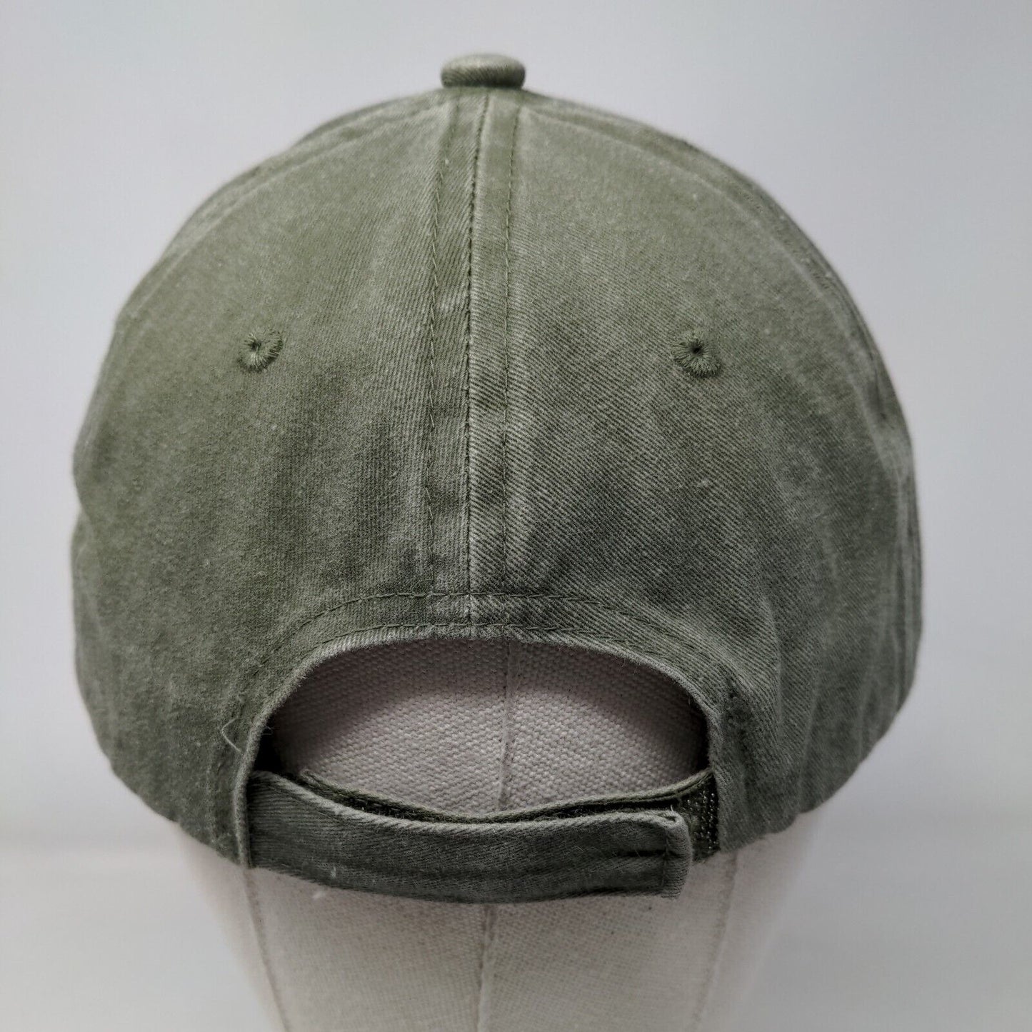 Veteran Strapback Hat Green OSFM Adjustable Embroidered 6 Panel Eagle Crest
