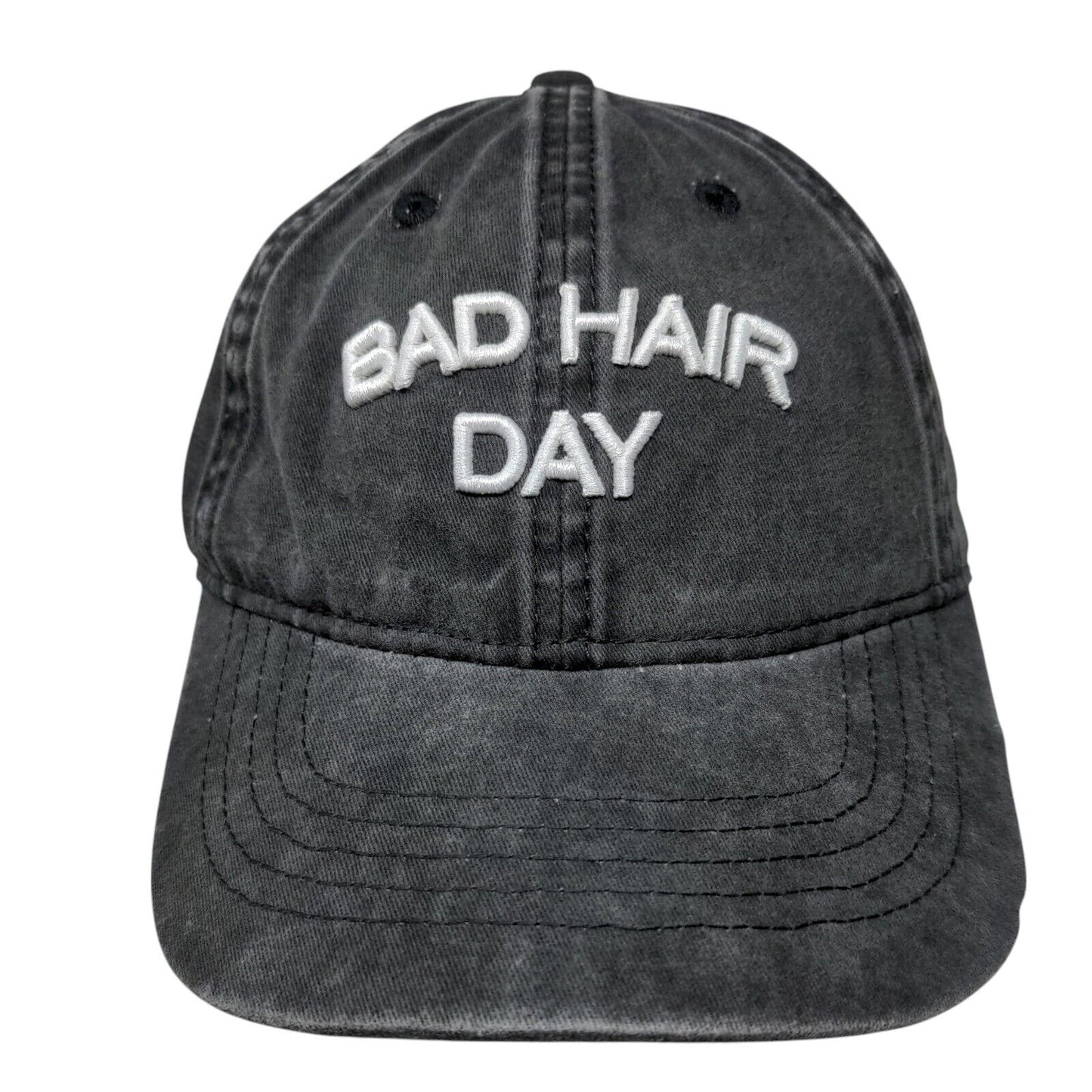 Bad Hair Day Slideback Hat Black OSFM Adjustable Embroidered Vented Holes