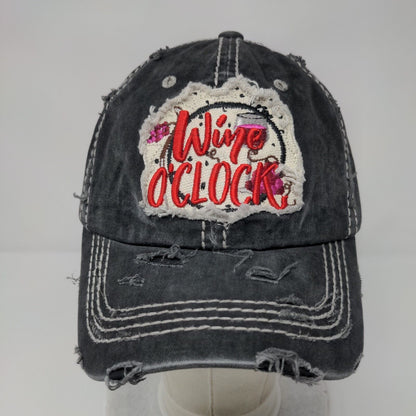 Wine O'Clock Strapback Hat Gray One Size Embroidered 4350 District