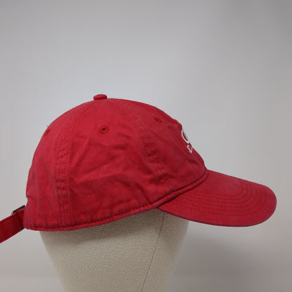 Champion Slideback Hat Red One Size Adjustable Embroidered Vented Holes 6 Panel