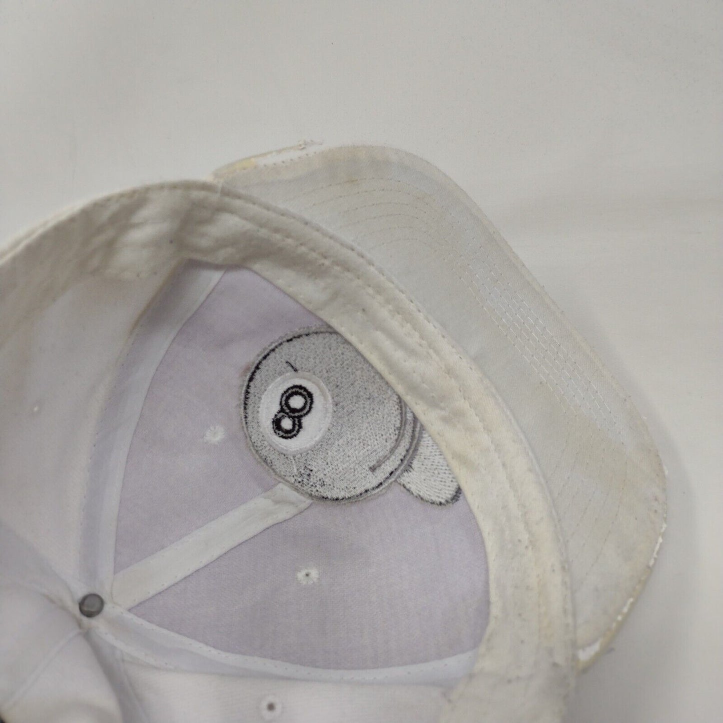 8 Ball Snapback Hat White One Size Adjustable Embroidered 6 Panel Joy Cap