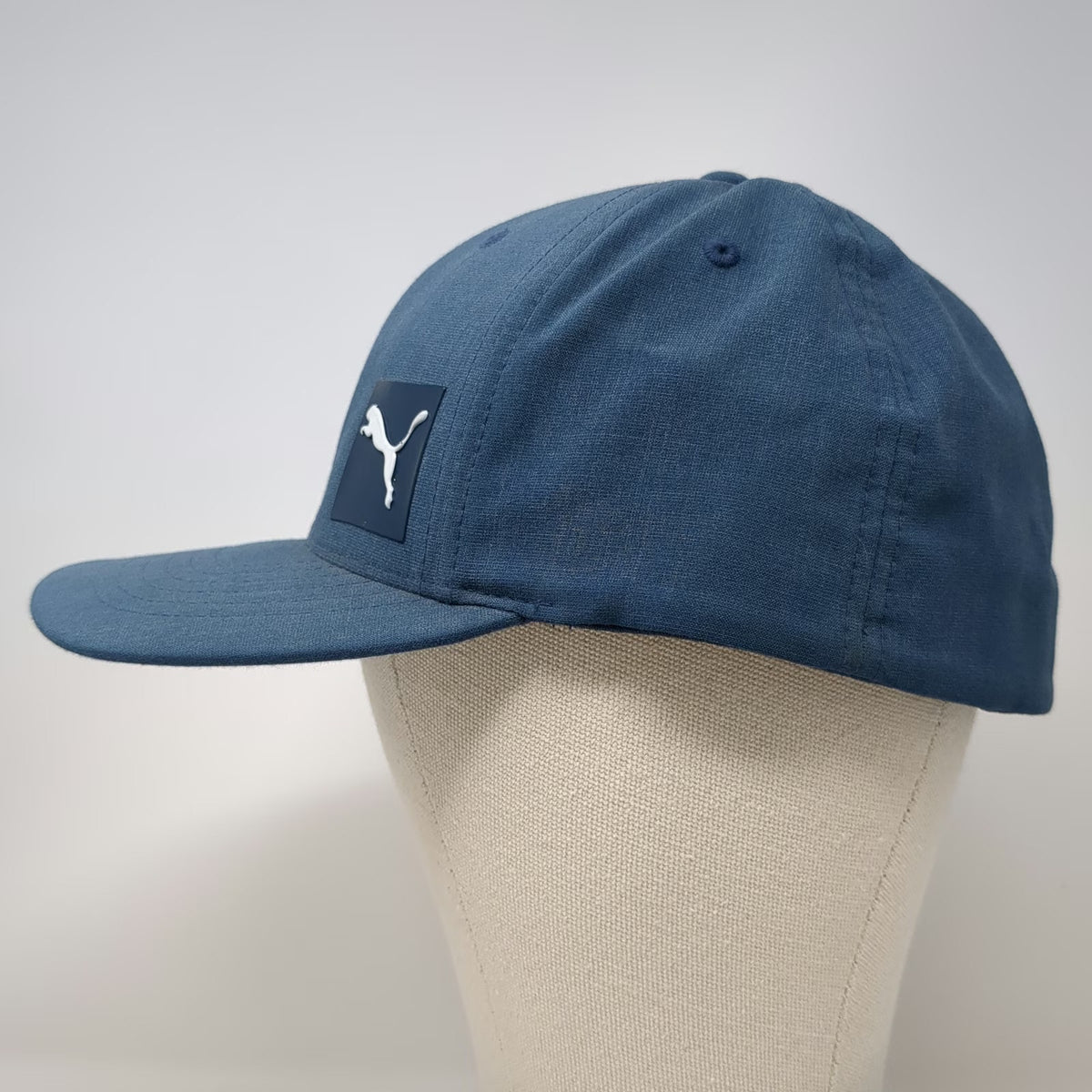 Puma Baseball Cap Blue XL Flexfit Heathered Logo Sport Performance Fitted Hat