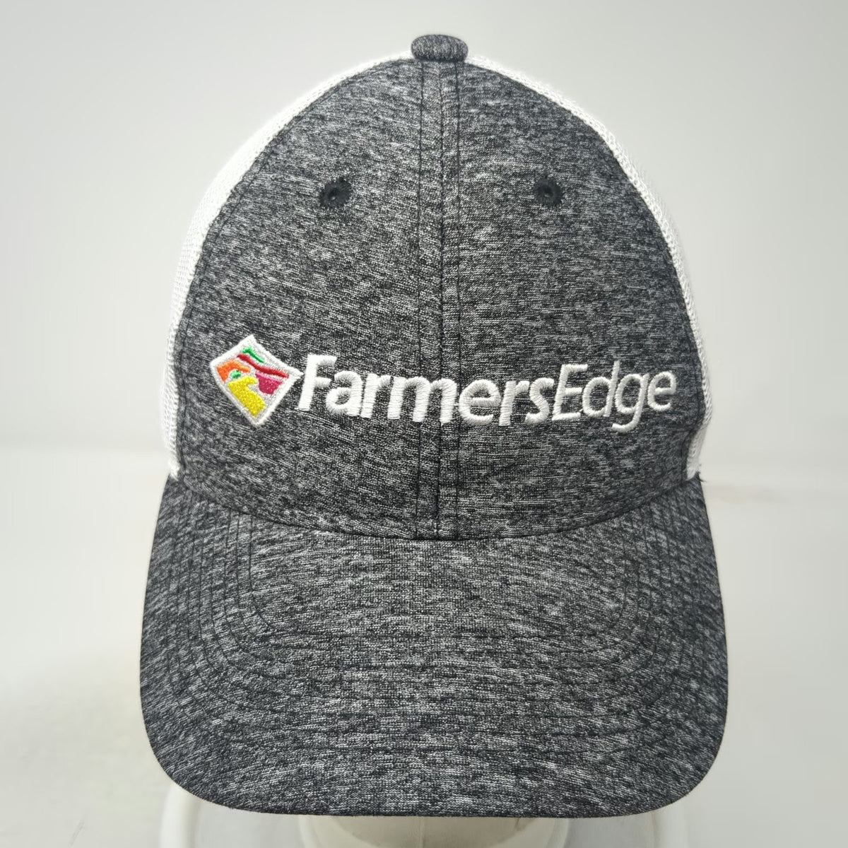 A.J.M. Trucker Hat Gray One Size Farmers Edge Mesh Back Snapback Adjustable