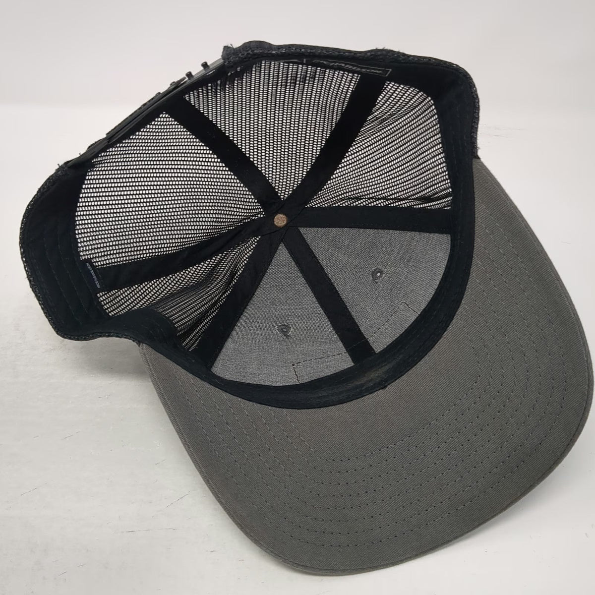 Richardson Trucker Hat Gray Black L Snapback Maine Drilling Blasting Leather