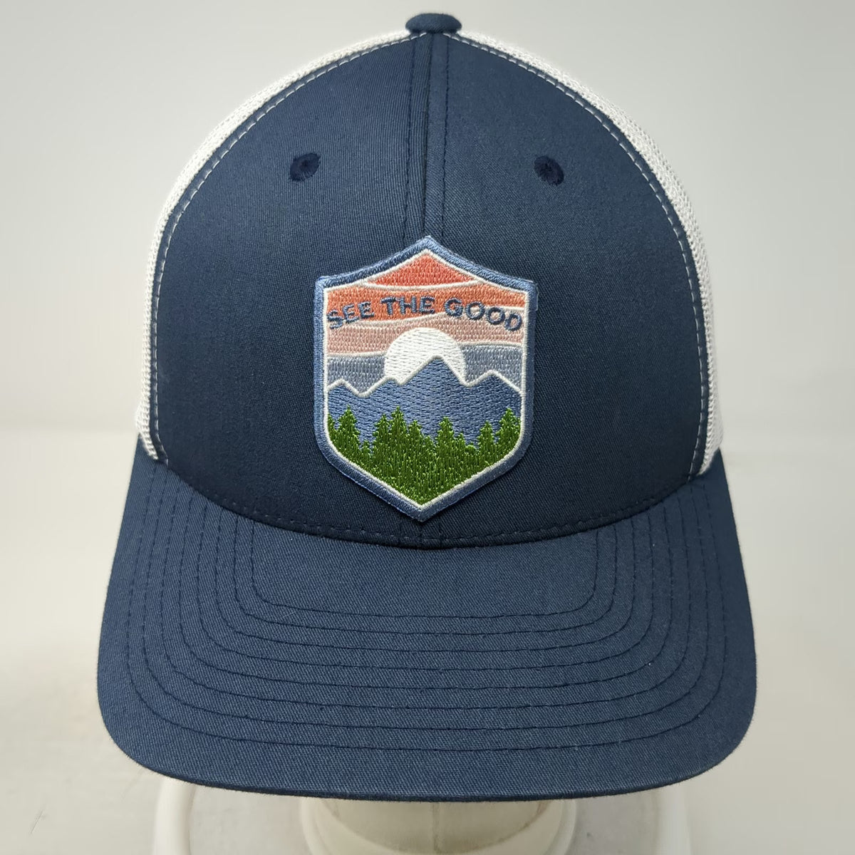 Yupoong Trucker Hat Blue One Size Idaho See The Good Mountain Mesh Patch
