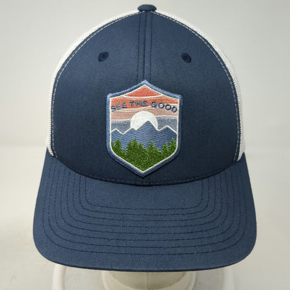Yupoong Trucker Hat Blue One Size Idaho See The Good Mountain Mesh Patch