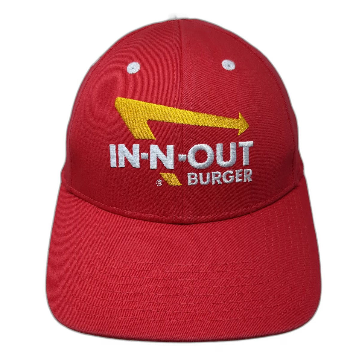In-N-Out Burger Baseball Cap Red L Flexfit Embroidered Logo White Eyelets Hat