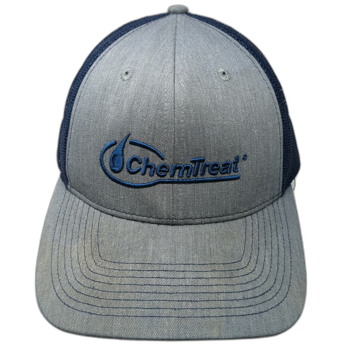Outdoor Cap ChemTreat Trucker Hat Gray Blue One Size Snapback Mesh Back Graphic