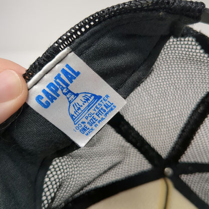 Capital Trucker Hat Black One Size Plano Fishing Tackle Box Mesh Snapback