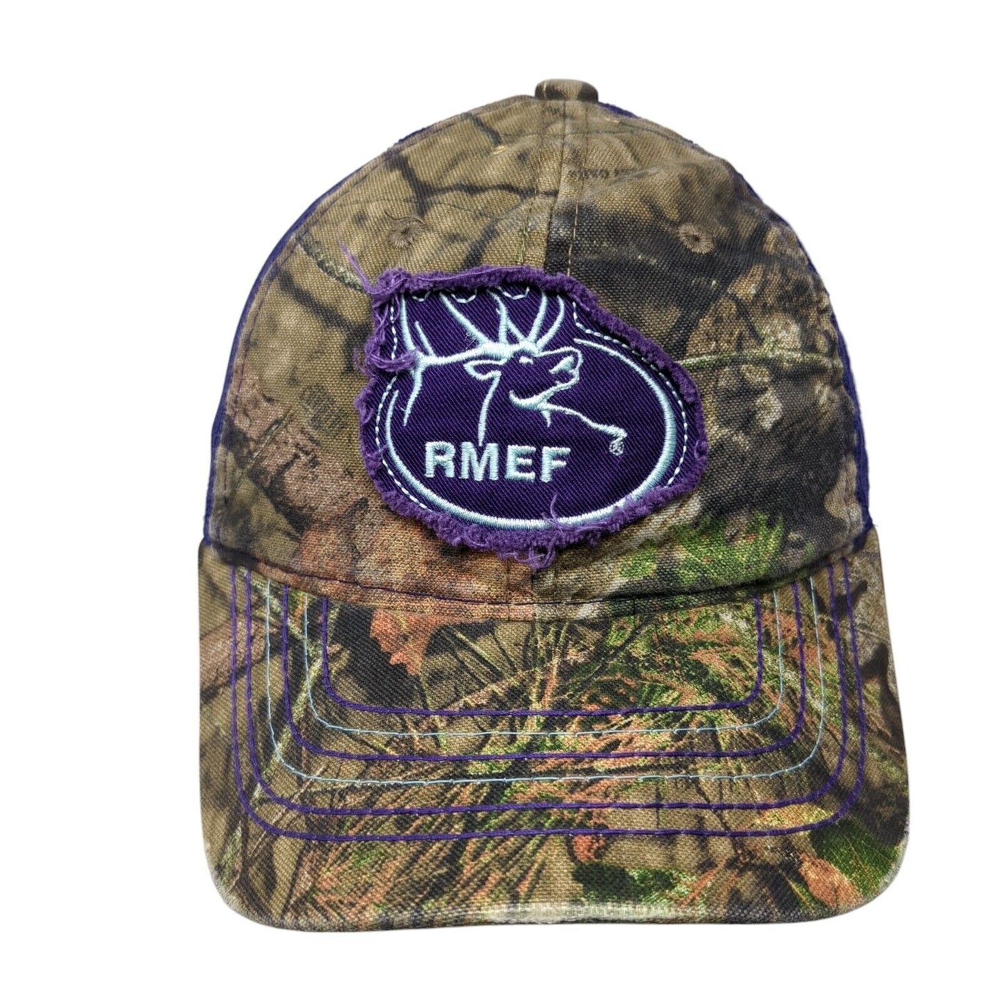 RMEF Women's Strapback Trucker Hat Camo One Size Mesh Back Outdoor Cap