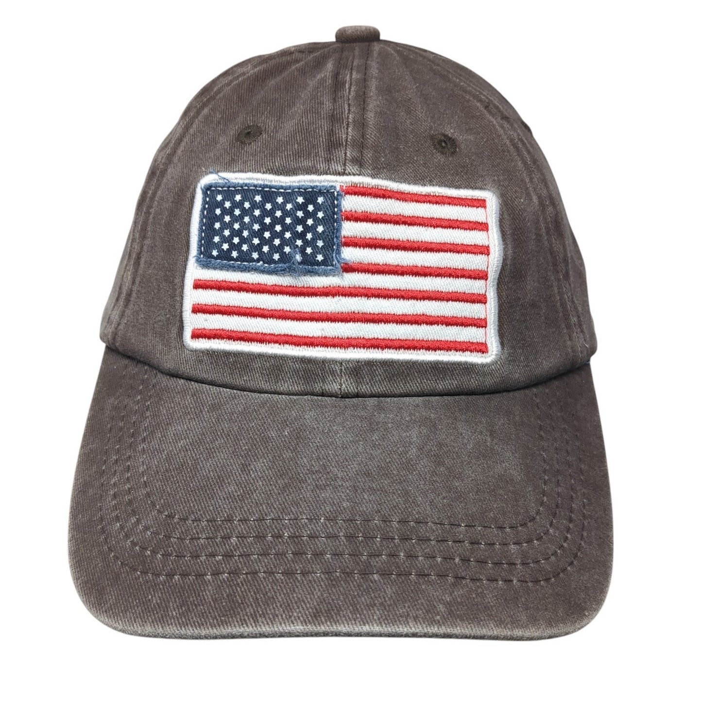 American Flag Slideback Baseball Cap Brown OS Adjustable Embroidered Patriotic