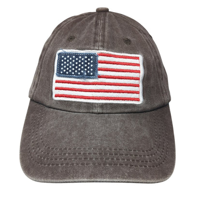 American Flag Slideback Baseball Cap Brown OS Adjustable Embroidered Patriotic