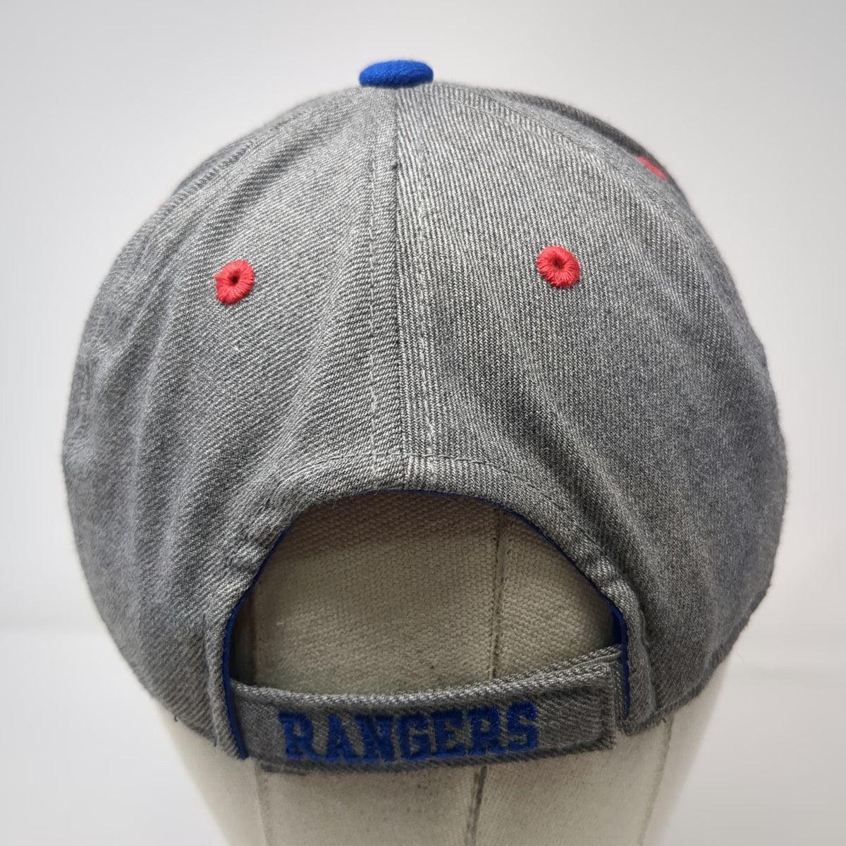 New York Rangers NHL Adidas Gray Blue OSFM Strapback Cap Hat Embroidered Shield