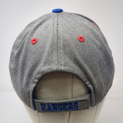New York Rangers NHL Adidas Gray Blue OSFM Strapback Cap Hat Embroidered Shield