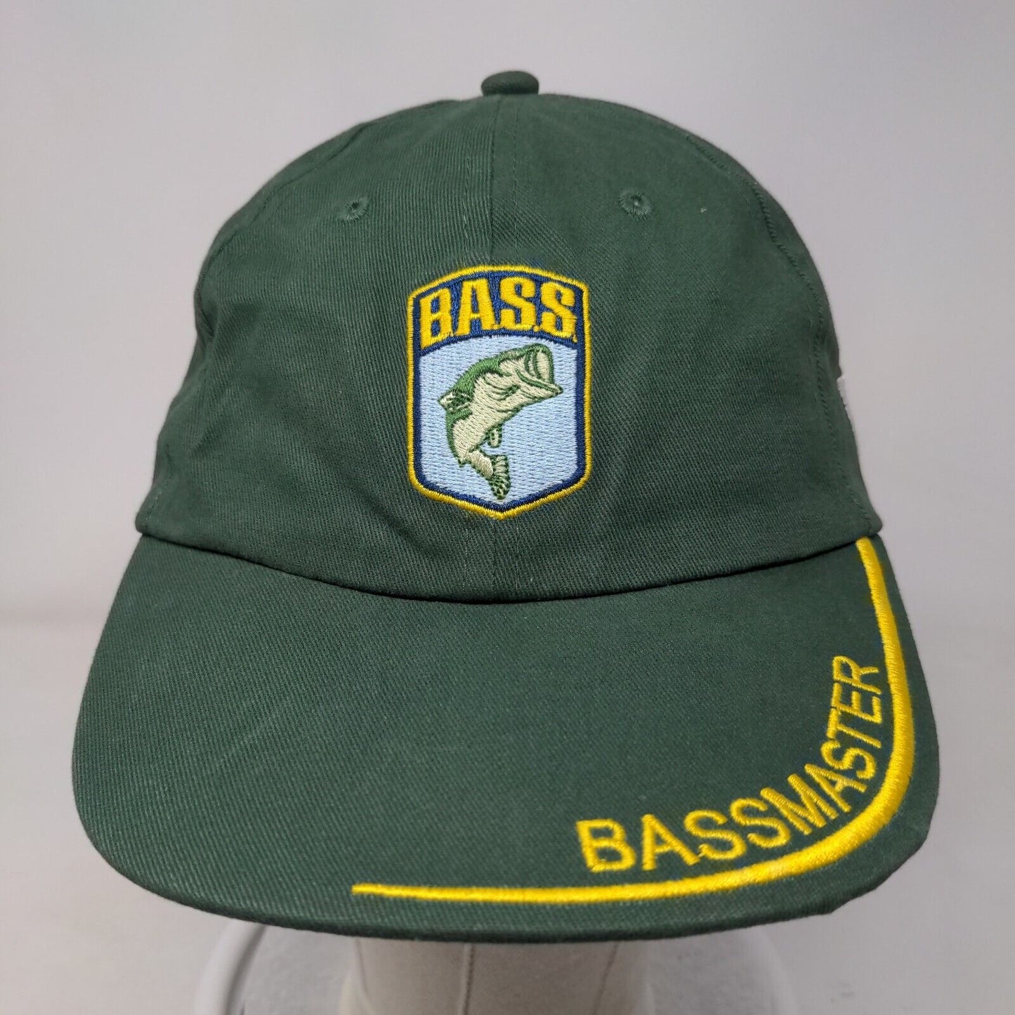 Bassmaster Fish Slideback Hat Green One Size Embroidered American Flag