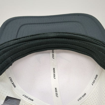 Nike Snapback Hat White One Size Perforated Swoosh Pro Dri-Fit Golf Sports