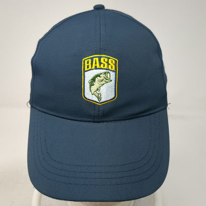 Baseball Cap Blue One Size Jumping Bass Fishing Nylon Slideback Logo Patch Hat