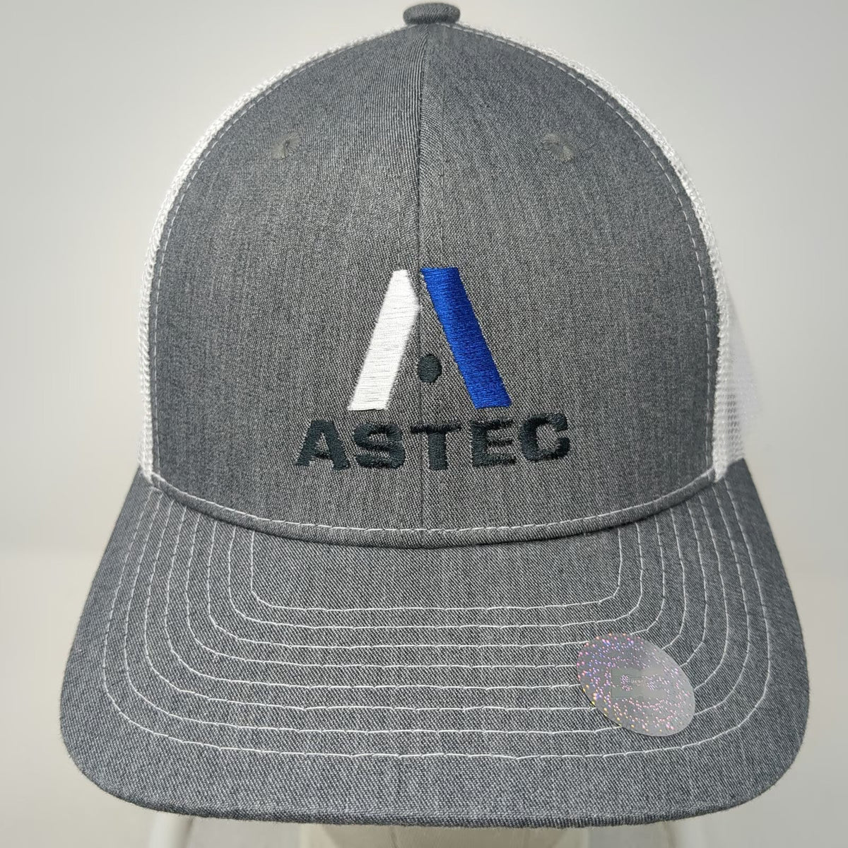 Direct Caps Astec Trucker Hat Gray One Size Mesh Back Snapback Logo Embroidery