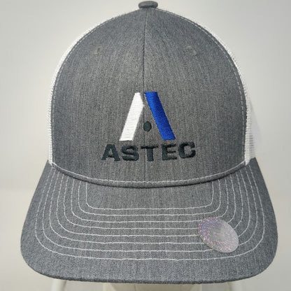 Direct Caps Astec Trucker Hat Gray One Size Mesh Back Snapback Logo Embroidery