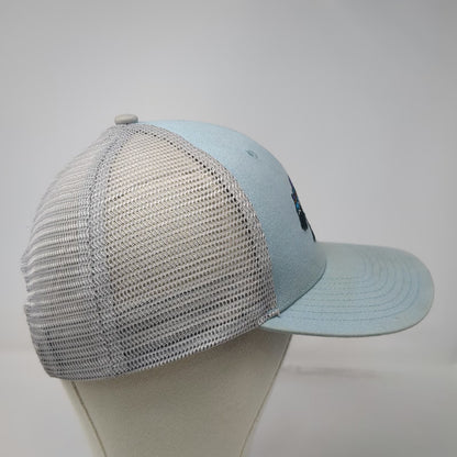 Patagonia Trucker Hat Blue One Size Bear Fitz Roy Logo Mesh Snapback Hiking Gray