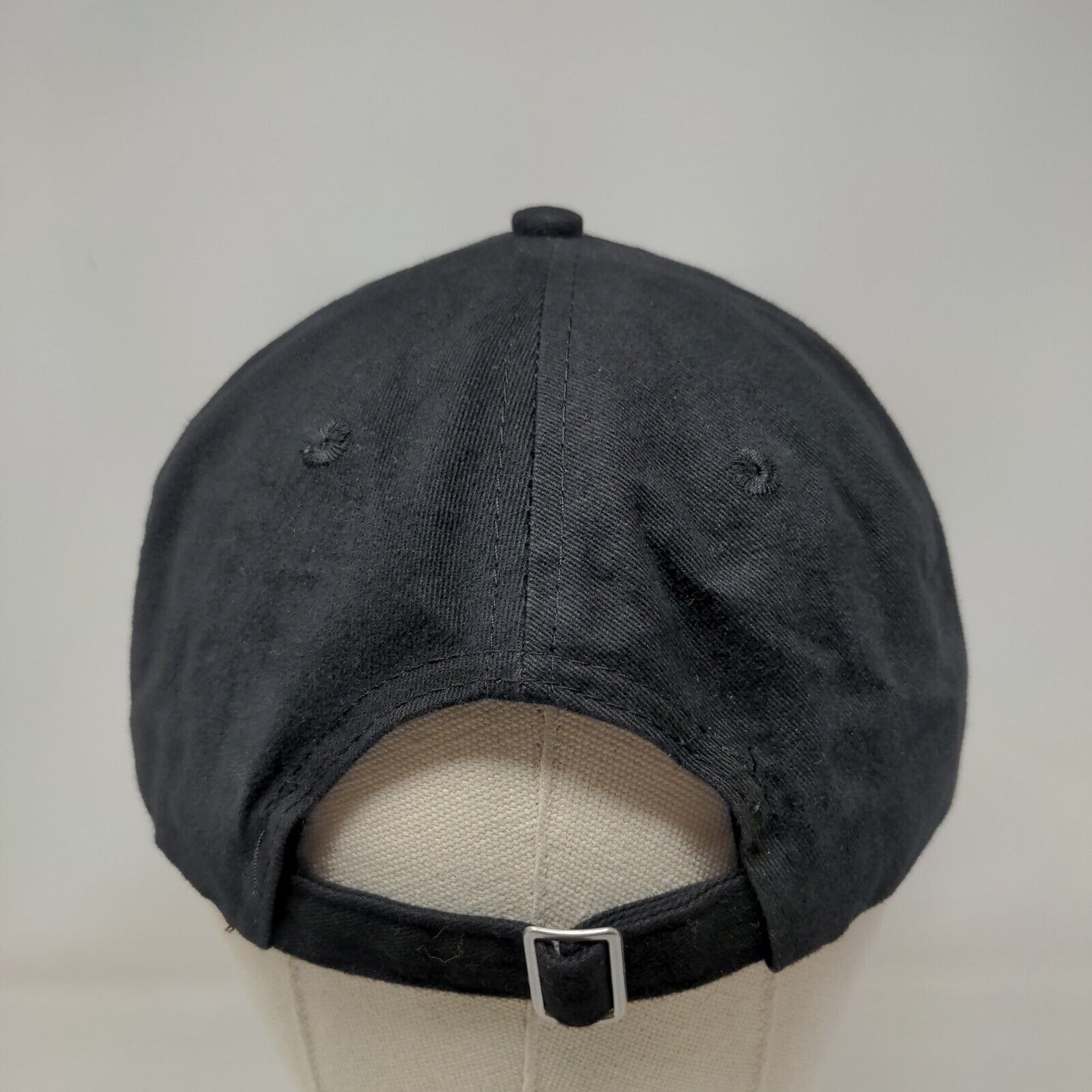 Queensboro Slideback Hat One Size Black Embroidered Print Vent Holes