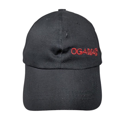Ogawas Strapback Hat Black One Size Adjustable Embroidered Vented Holes 6 Panel
