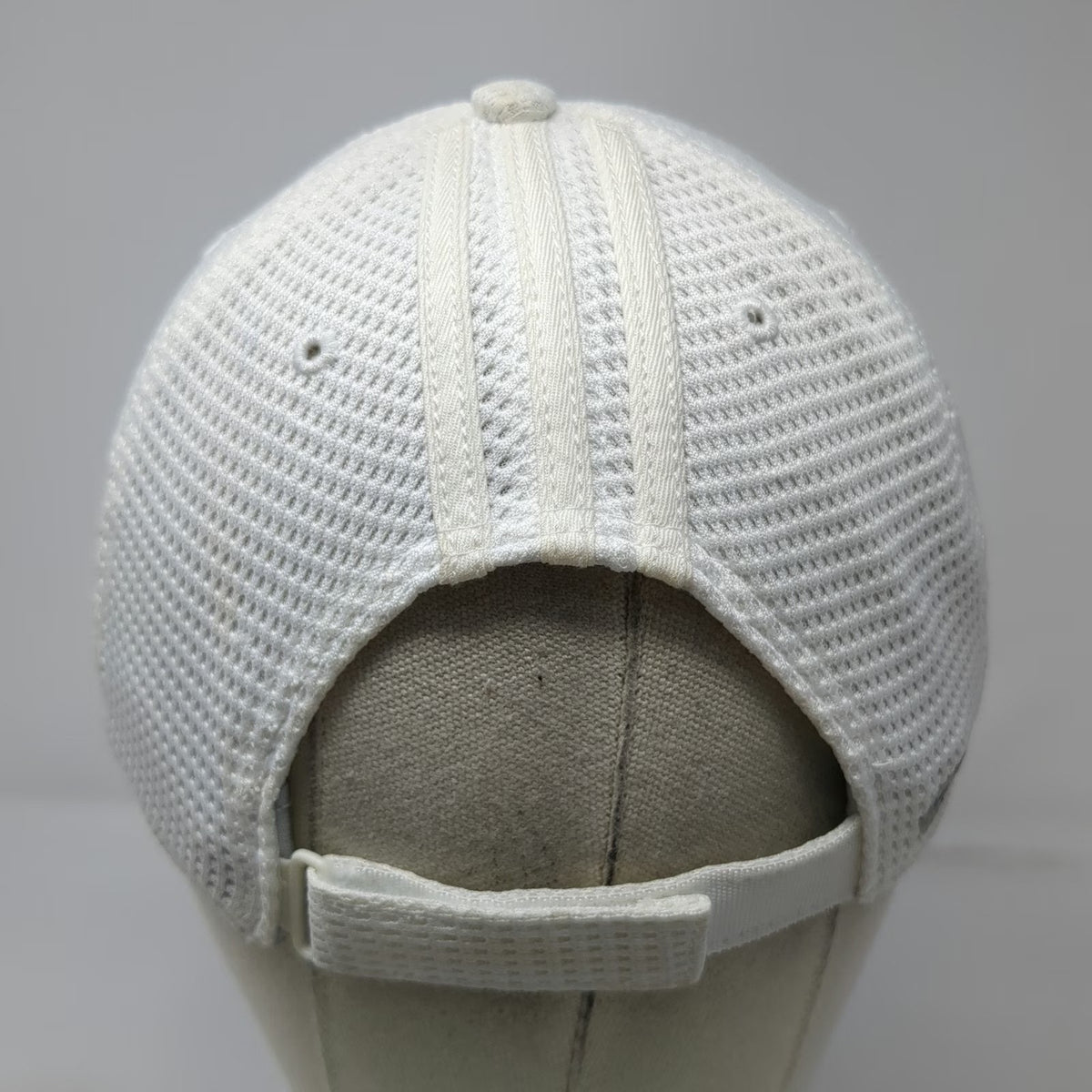 Adidas White One Size Baseball Cap Hat ClimaCool Mesh Performance 3-Stripes