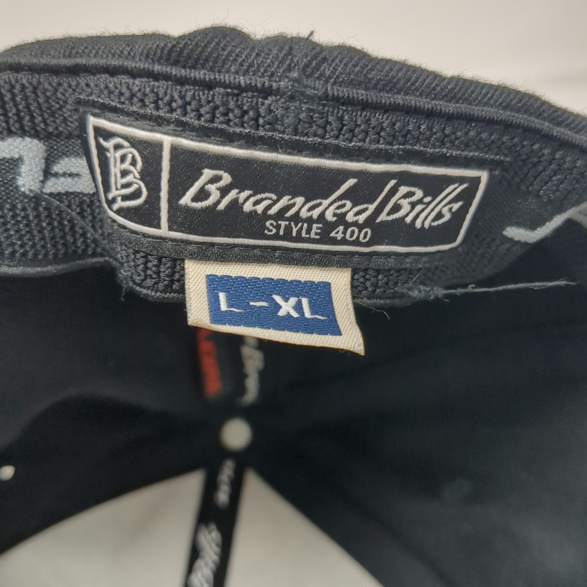 Branded Bills Fitted Hat Black XL Legacy Outdoors Leather Patch Flexfit Curved