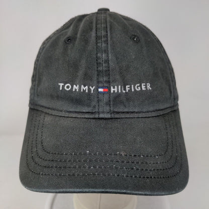 Tommy Hilfiger Slideback Hat Black One Size Embroidered Leather Strap