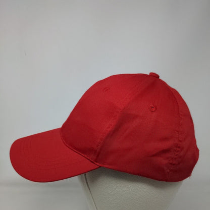 Unbranded Strapback Hat Red One Size Adjustable Vented Holes 6 Panel Blank
