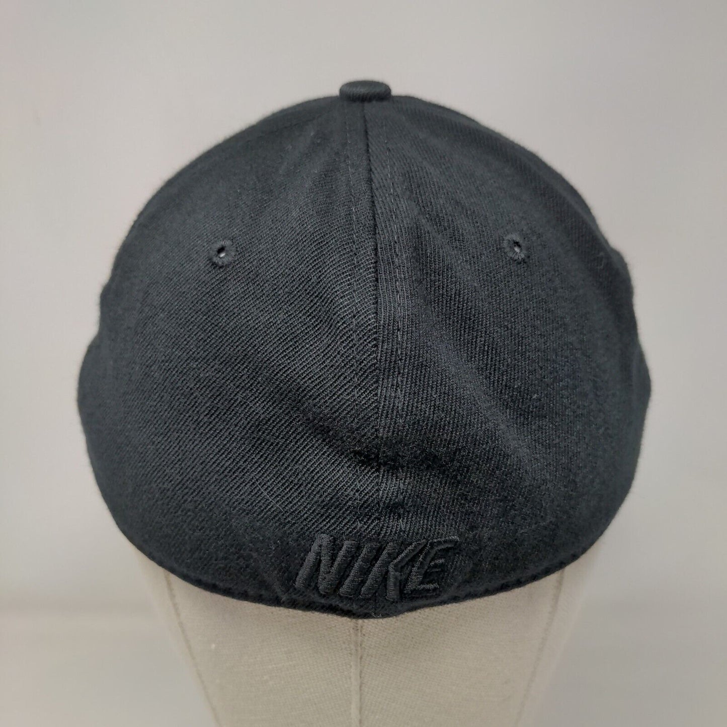 Nike Swoosh Fitted Hat Black OSFM Legacy91 Solid Vent Holes 6 Panel