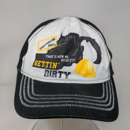 Construction Area Gettin' Dirty Strapback Hat Black One Size Adjustable CAT