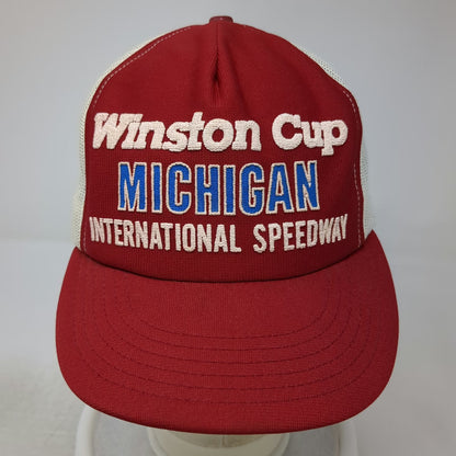 Challenger Caps Trucker Hat Red Winston Cup Michigan Speedway Snapback Vintage