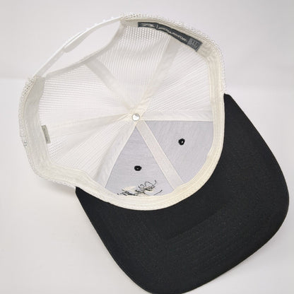 Richardson Snapback Trucker Hat Black One Size Mesh Back Embroidered