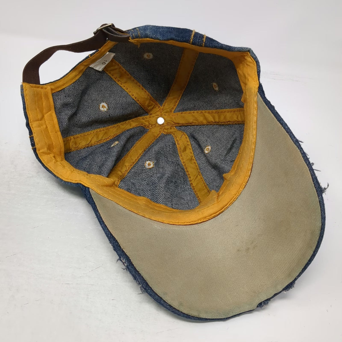 Rock Rhinestone Bling Distressed Blue Baseball Cap One Size Slideback Denim Hat