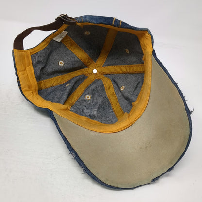 Rock Rhinestone Bling Distressed Blue Baseball Cap One Size Slideback Denim Hat